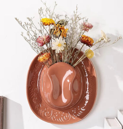 Cowboy Hat Flower Vase